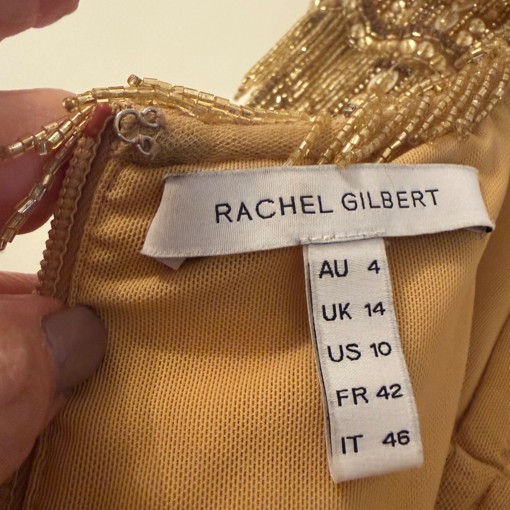 Rachel Gilbert Gold Beaded Maxi Dress — image 2 of 6